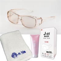 花粉対策全部セット【メガネのタイプ：メガネの上から用】（フレームカラー3色あり）(フレームカラー：ブラウン-（メガネの上から用）)