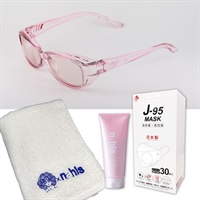 花粉対策全部セット【メガネのタイプ：裸眼・コンタクトの方用】（フレームカラー3色あり）(フレームカラー：ピンク)