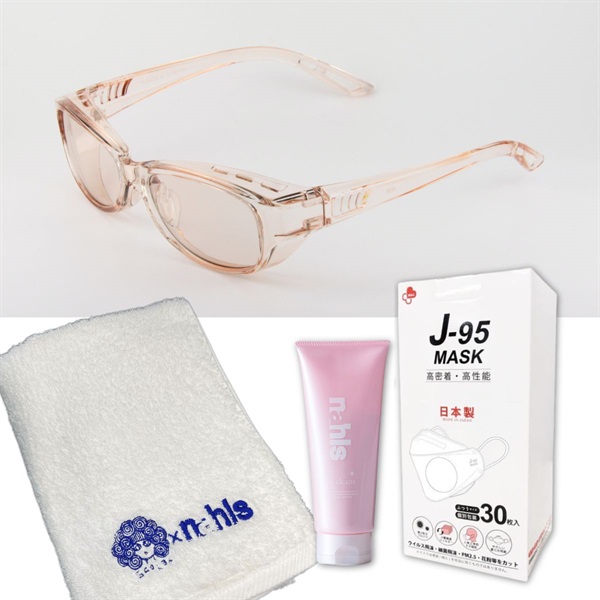 花粉対策全部セット【メガネのタイプ：裸眼・コンタクトの方用】（フレームカラー3色あり）(フレームカラー：ブラウン)