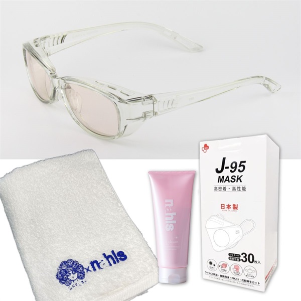 花粉対策全部セット【メガネのタイプ：裸眼・コンタクトの方用】（フレームカラー3色あり）(フレームカラー：グレー)