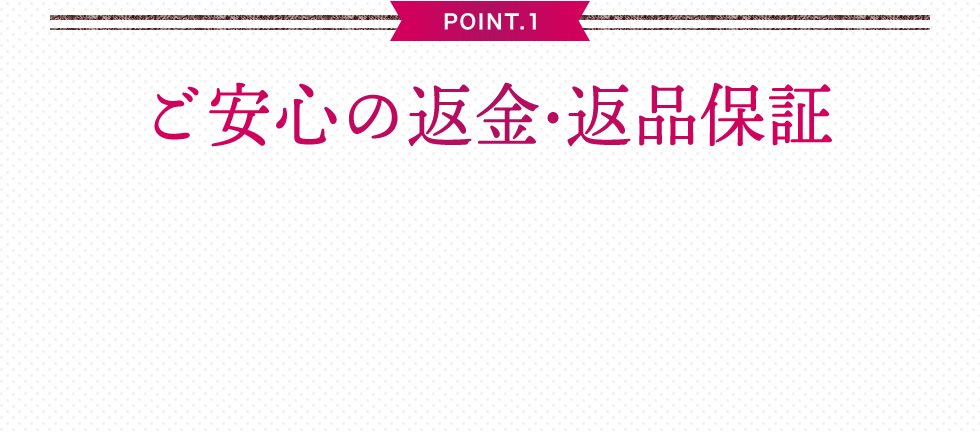 【point.1】ご安心の返金・返品保証