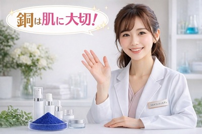 銅が肌に大切であることを話すコスメコンシェルジュ