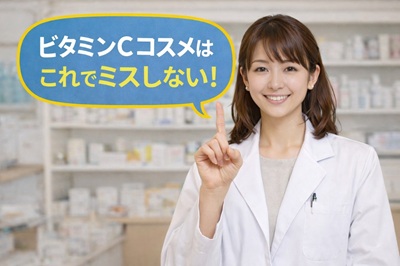 ビタミンC誘導体化粧品の選び方を説明する薬剤師