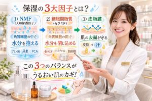 保湿の３大因子を説明するコスメコンシェルジュ