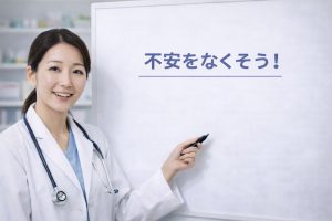 不安を解消する方法を教える女医