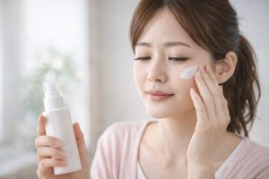 美白化粧品を使う女性