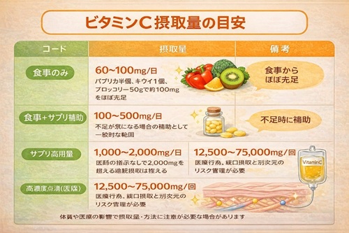 ビタミンCの摂取量の目安
