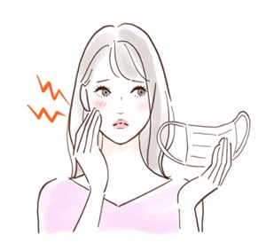 マスク肌荒れする女性