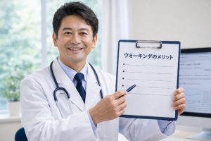 ウォーキングのメリットを説明する医師