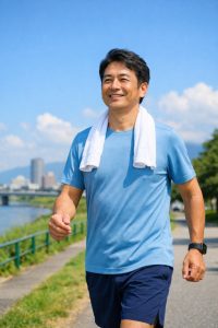 ウォーキングをする男性