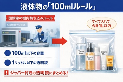 国際線の液体物の機内持ち込みルール