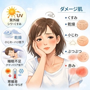旅行後の肌ダメージイメージ