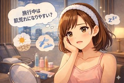 旅行中の肌荒れが不安な女性