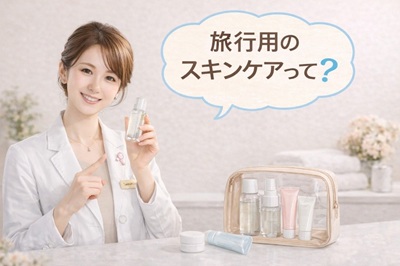 旅行用のスキンケアアイテムの選び方を説明するコスメコンシェルジュ
