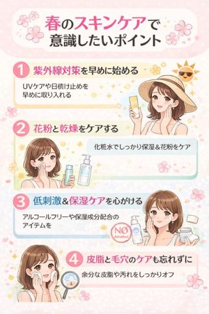 春のスキンケアやのポイント