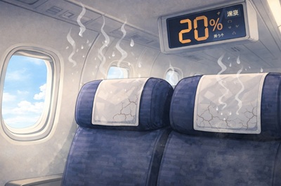 機内が乾燥している様子