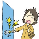静電気でしびれる女性