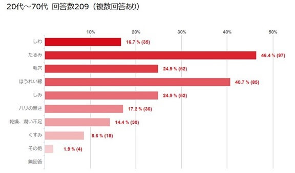 2015年アンケート結果：肌悩みの棒グラフ