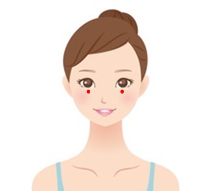 承泣の場所を示す女性のイラスト