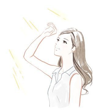 光老化の原因となる紫外線を浴びている女性