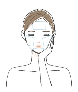 コットンで化粧水パックをする女性のイラスト