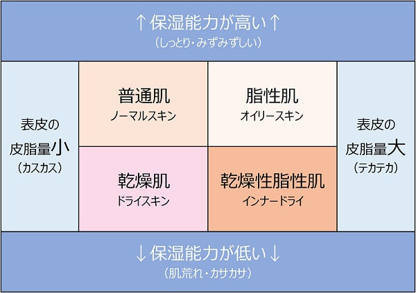 お肌の質・タイプの分類の表