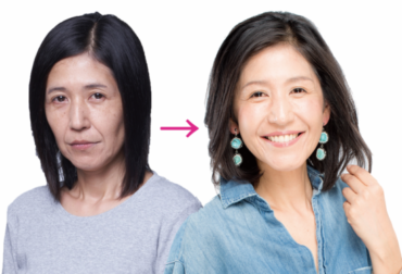 ヘアメイクで若返った50代女性の写真