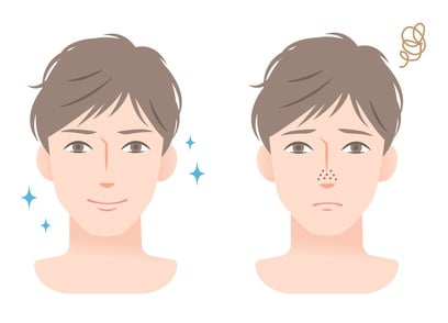 毛穴の開きを気にする男性（メンズ）