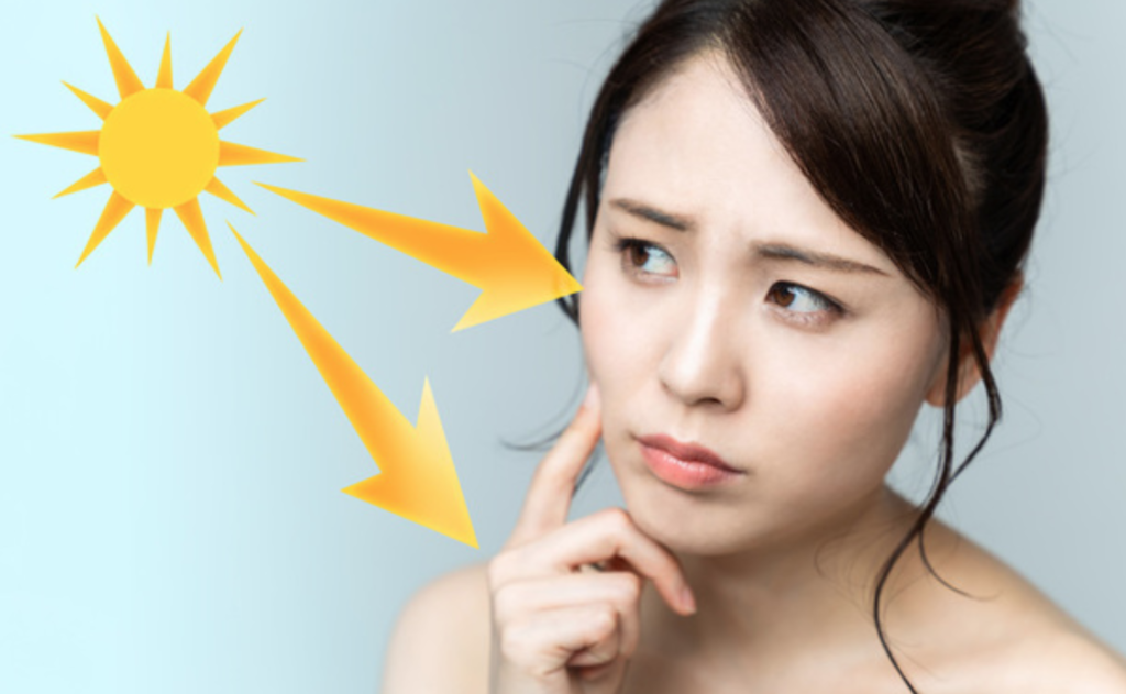 紫外線による肌老化した女性
