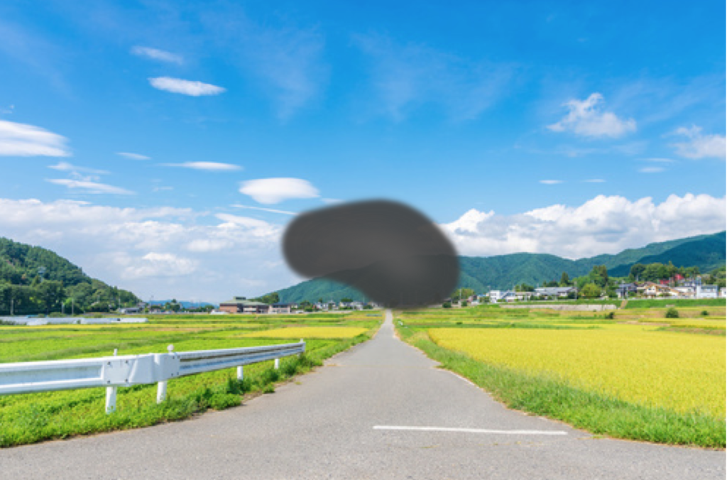 加齢黄斑変性の見え方の一例の絵
