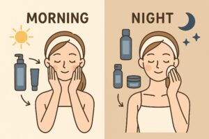 朝と夜でセラミド化粧品の使い分ける女性