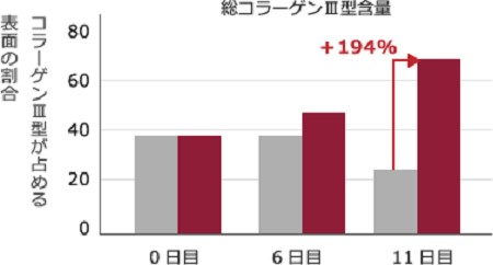 ネオダーミルによるⅢ型コラーゲンの増加を表すデータ