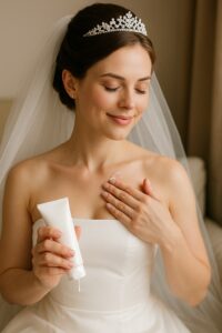 スキンケアを行う花嫁