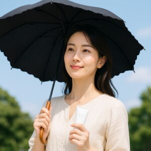 紫外線対策のために日傘をさす女性