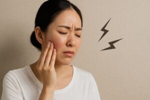 肌に刺激を感じる女性