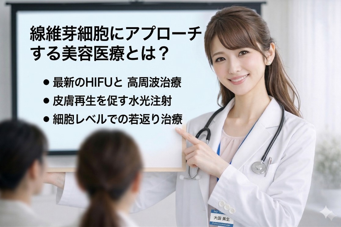 線維芽細胞にアプローチ可能な美容医療を説明する美容皮膚科医