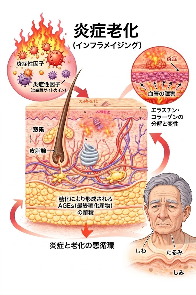 炎症老化の肌への影響