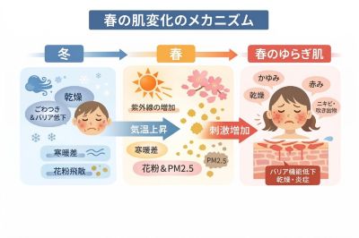 春の肌変化とゆらぎ肌&肌トラブル