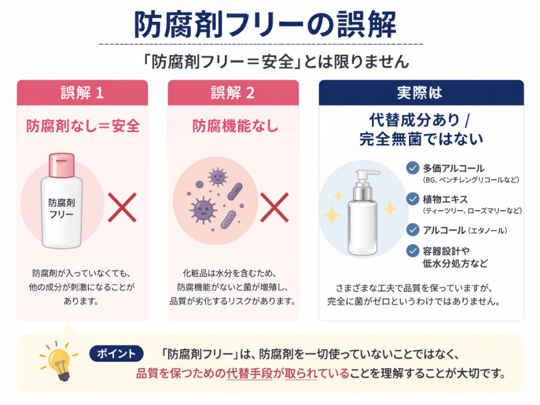 防腐剤フリーの化粧品の誤解