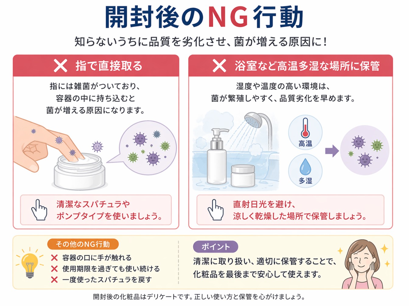 化粧品の開封後のNG行動