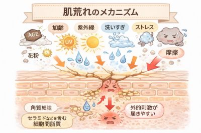 肌荒れの原因のイラスト