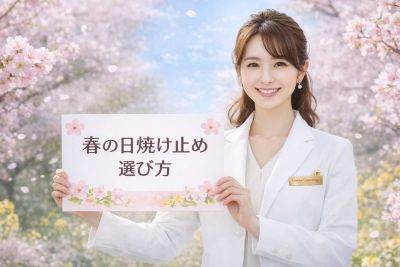 春の日焼け止めの選び方を説明するコスメコンシェルジュ