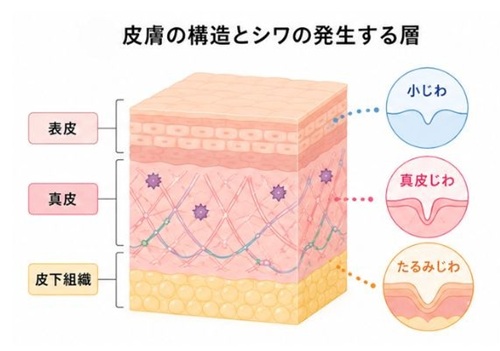 皮膚の構造としわの発生する層